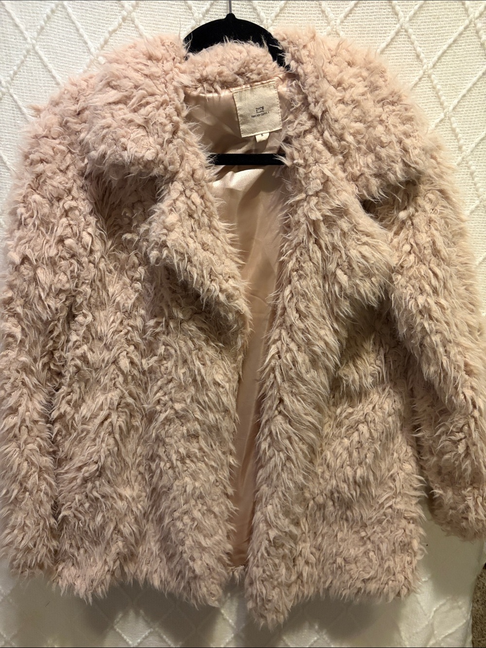 Plush Faux Fur Coat - Cream